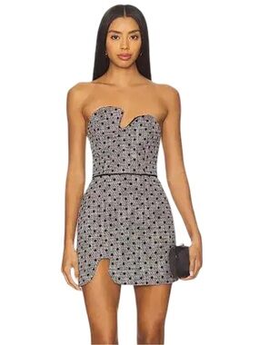 Amanda Uprichard Puzzle Strapless Mini Dress Polka Dot Sz S Revolve NWT